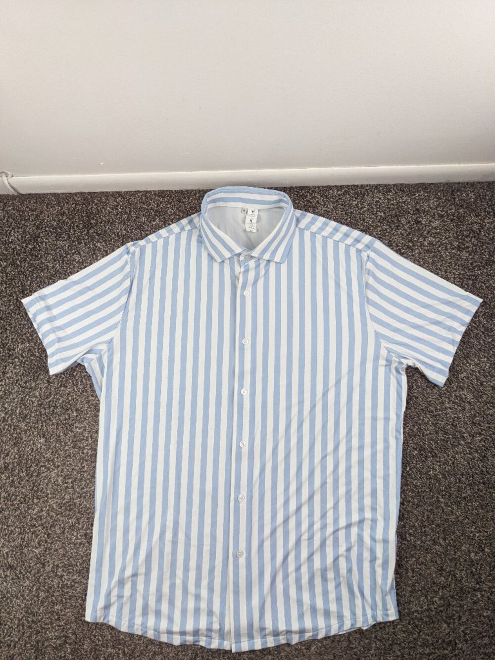 State & Liberty Shirt Performance Button Striped Mens XL Athletic Fit *Flaw